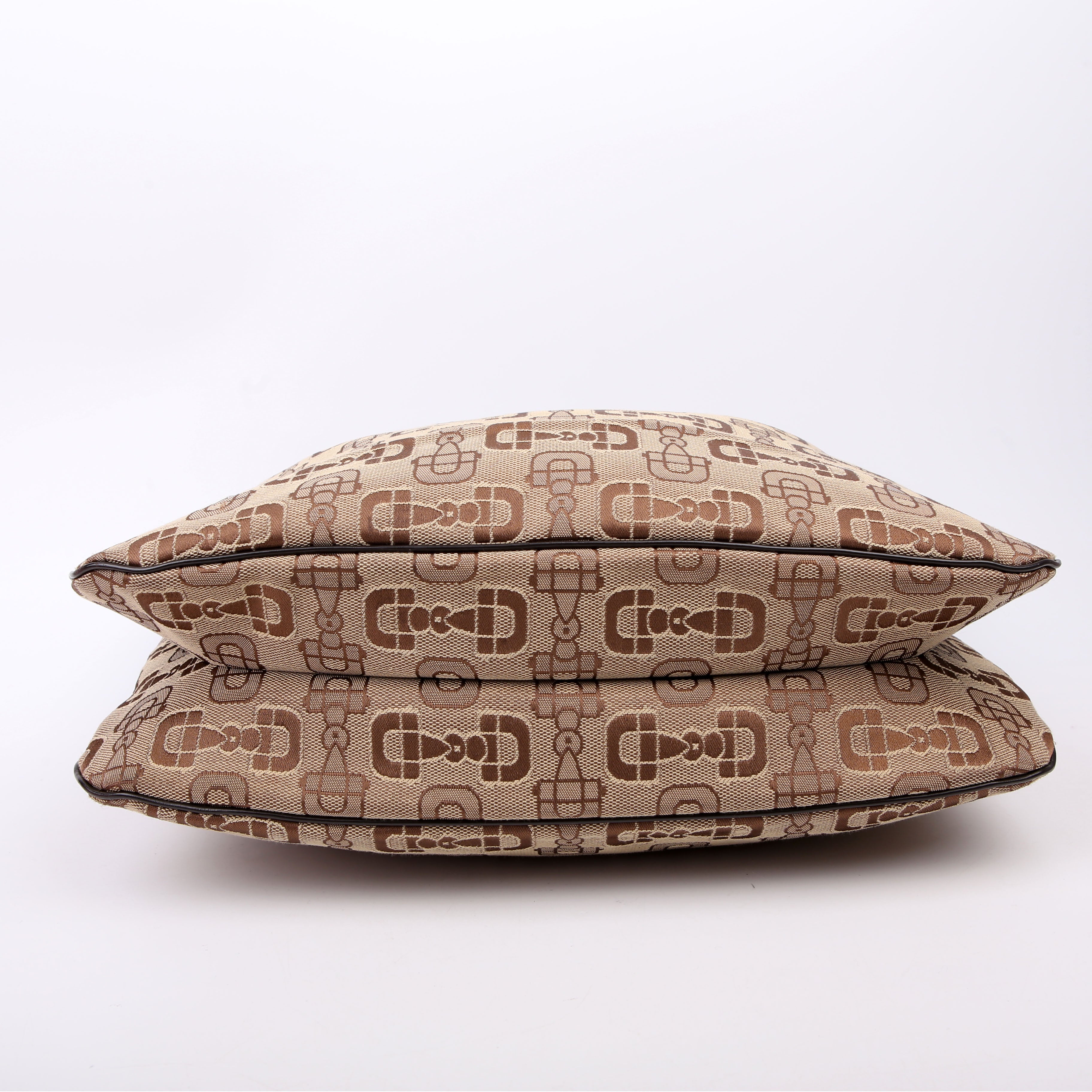 Gucci 211523 Horsebit Canvas Hobo Brown