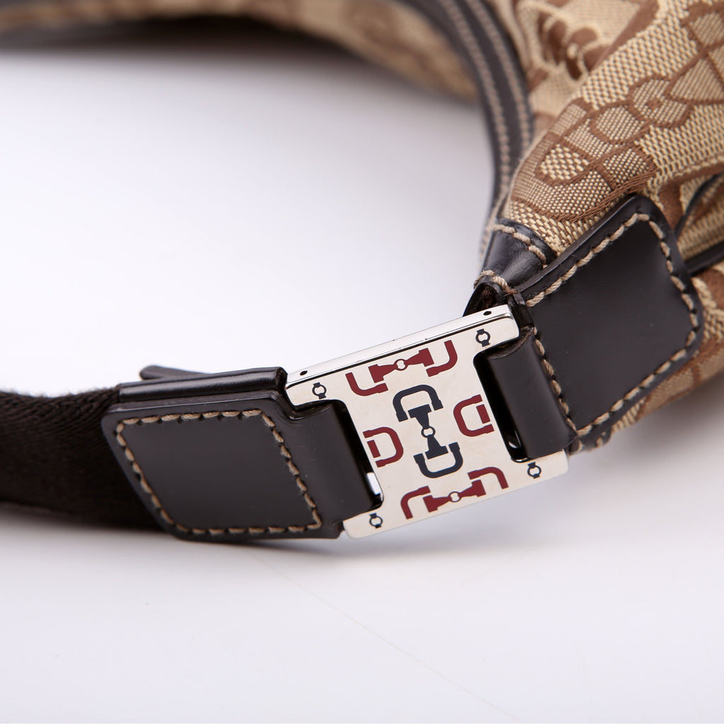 Gucci 211523 Horsebit Canvas Hobo Brown