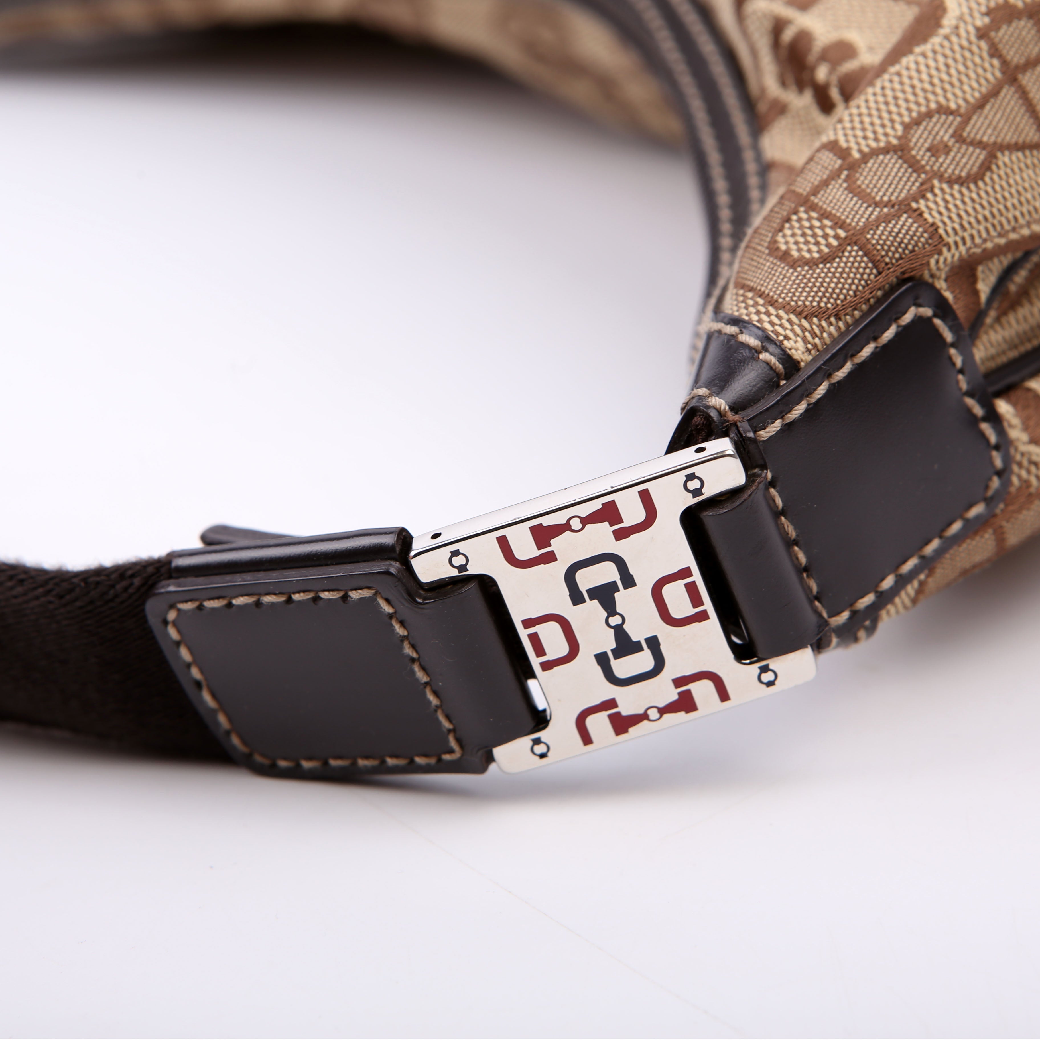 Gucci 211523 Horsebit Canvas Hobo Brown