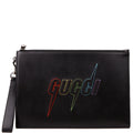 Gucci 597678 Blade Embroidered Wristlet Pouch Black