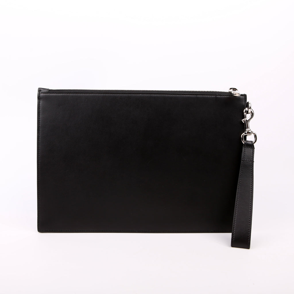 Gucci 597678 Blade Embroidered Wristlet Pouch Black