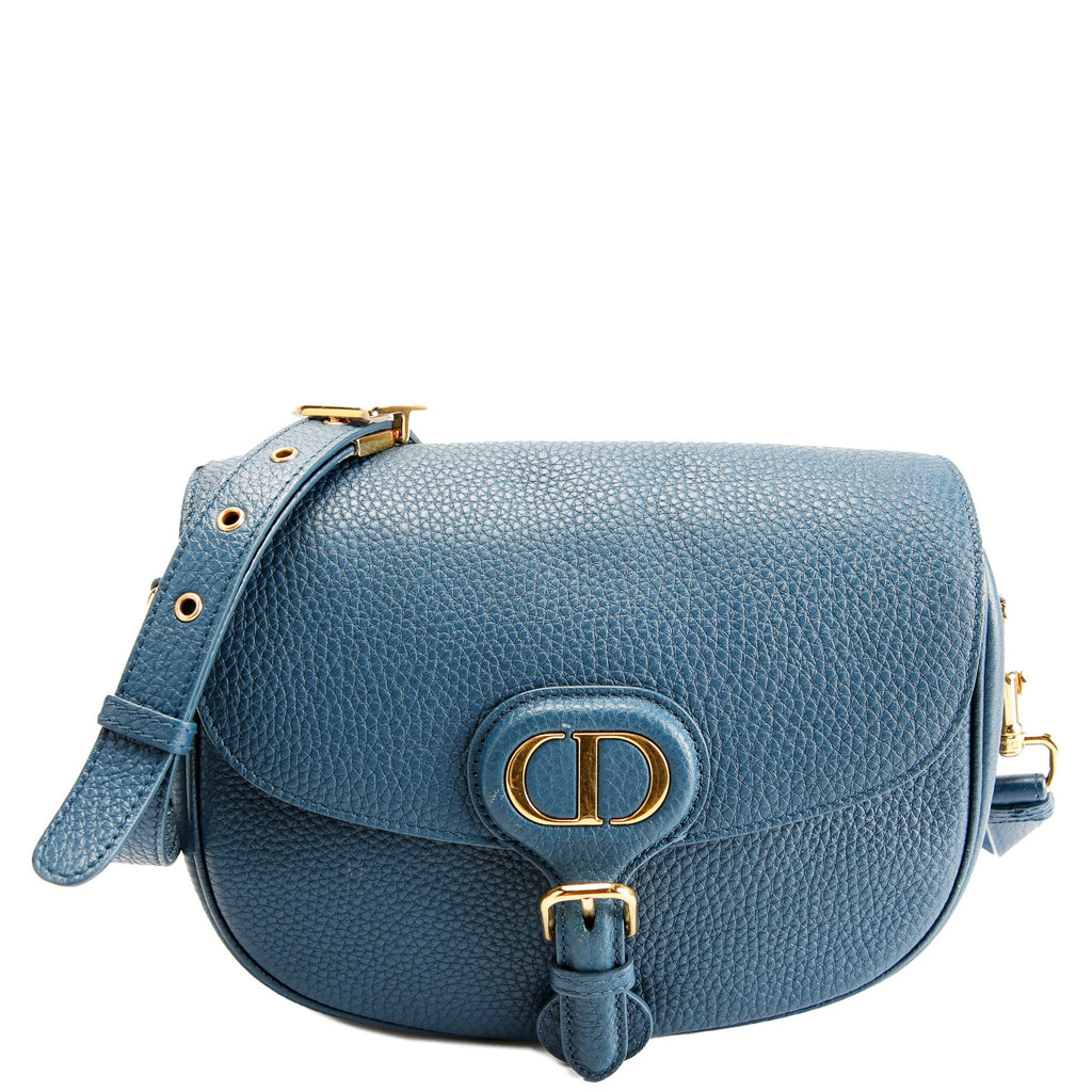 Christian Dior Bobby Bag Medium Grain Leather Blue/Gold