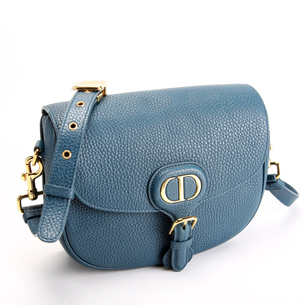 Christian Dior Bobby Bag Medium Grain Leather Blue/Gold