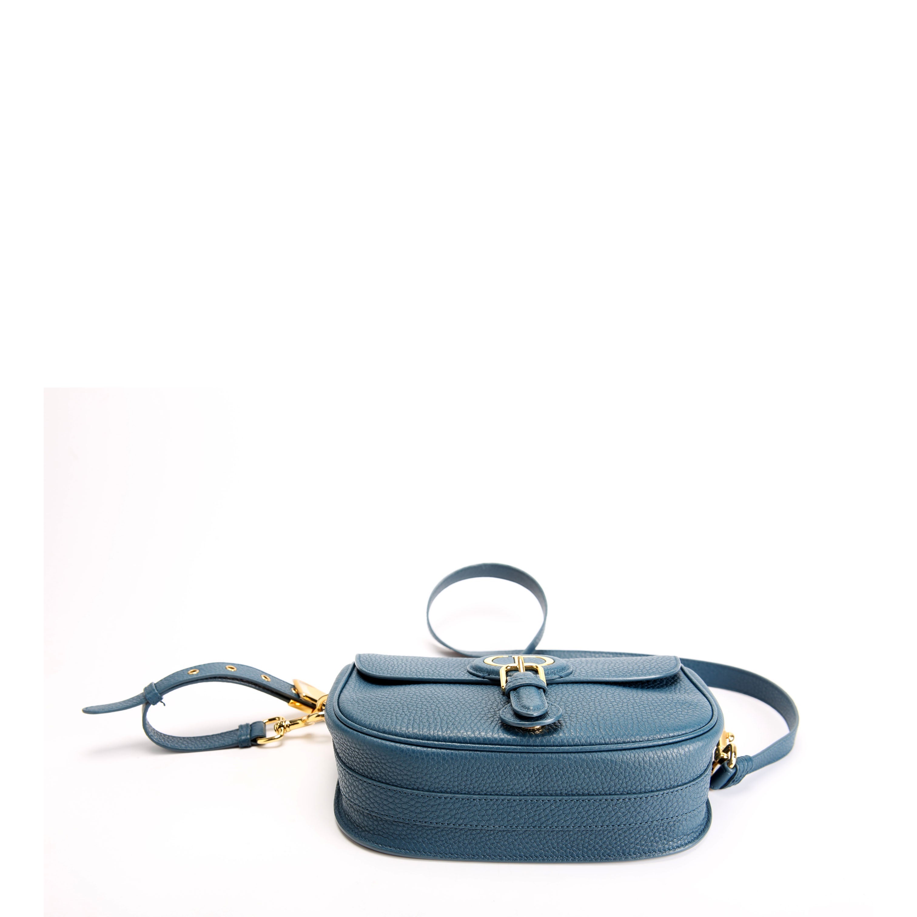 Christian Dior Bobby Bag Medium Grain Leather Blue/Gold
