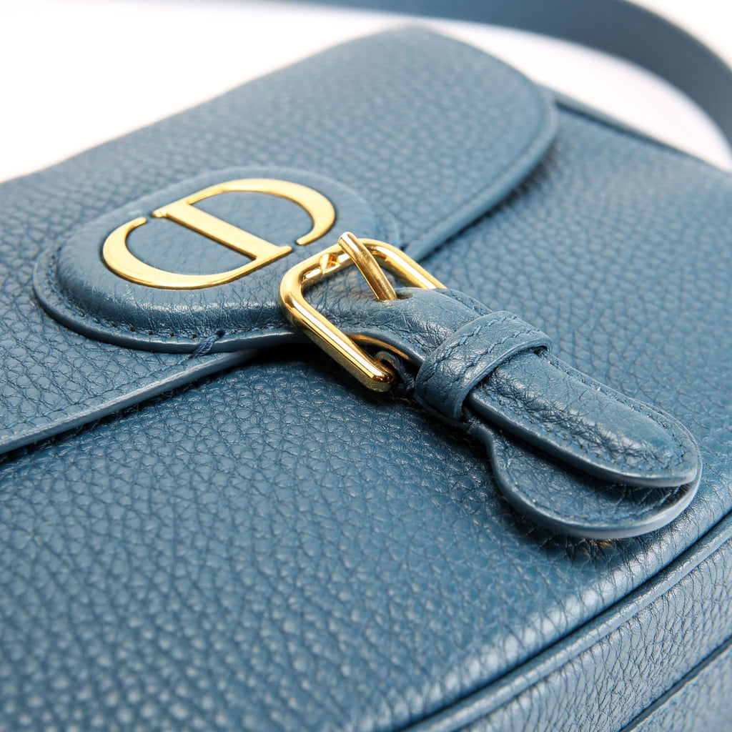 Christian Dior Bobby Bag Medium Grain Leather Blue/Gold