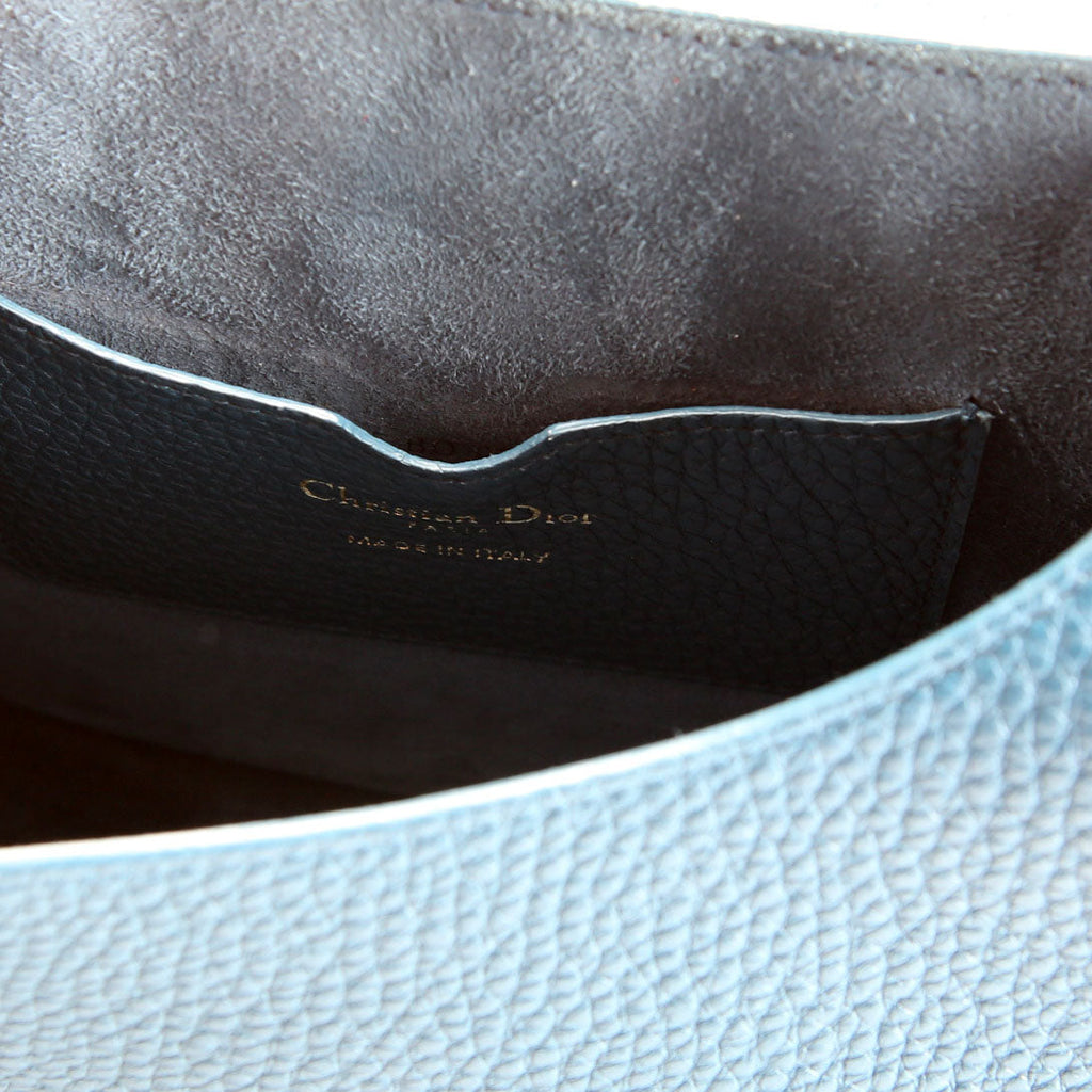 Christian Dior Bobby Bag Medium Grain Leather Blue/Gold