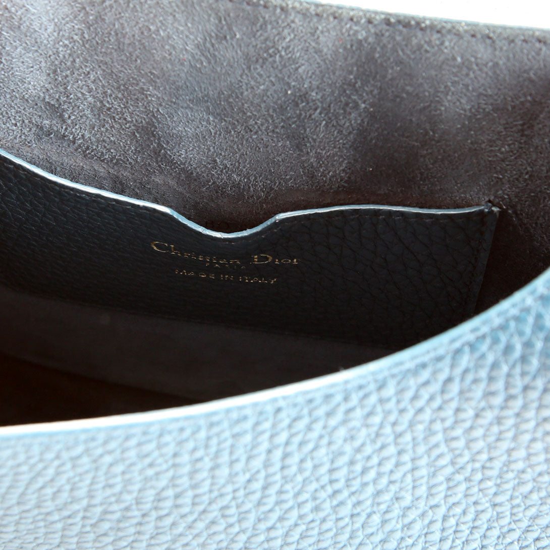 Christian Dior Bobby Bag Medium Grain Leather Blue/Gold