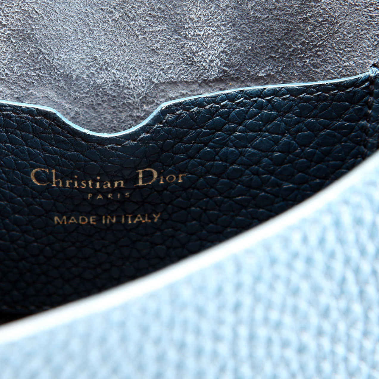 Christian Dior Bobby Bag Medium Grain Leather Blue/Gold