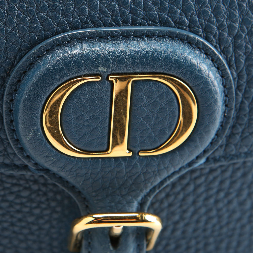 Christian Dior Bobby Bag Medium Grain Leather Blue/Gold