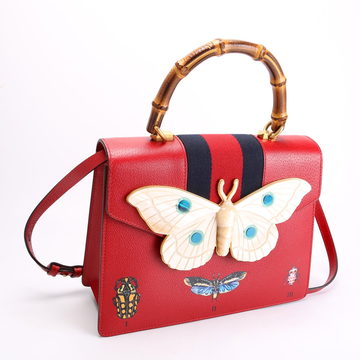 Gucci 488691 Falena Moth Medium Bamboo Top Handle