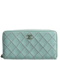 Chanel CC Wild Stitch Long Zip Around Wallet 29M Teal