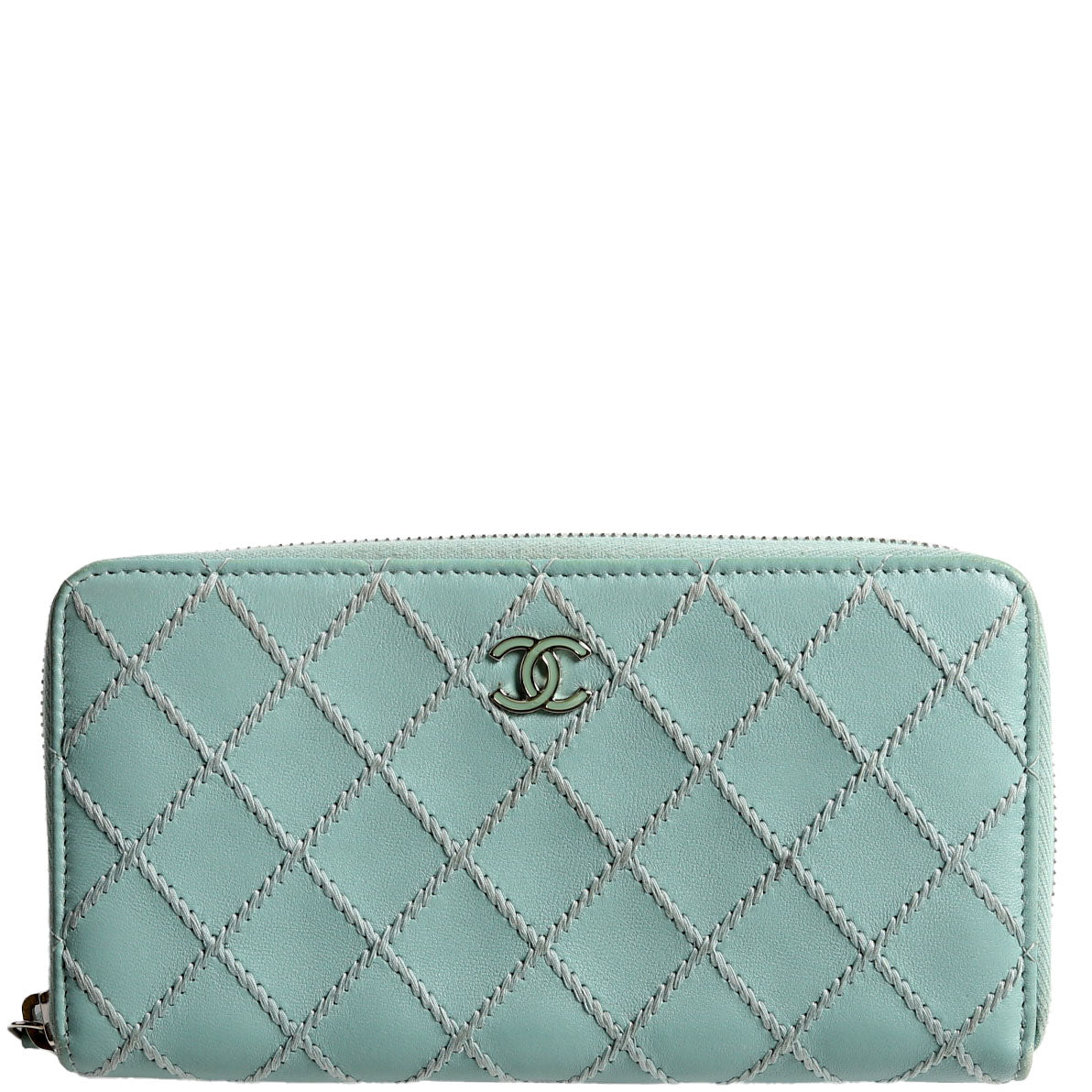 Chanel CC Wild Stitch Long Zip Around Wallet 29M Teal