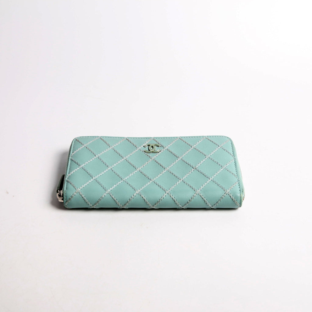 Chanel CC Wild Stitch Long Zip Around Wallet 29M Teal
