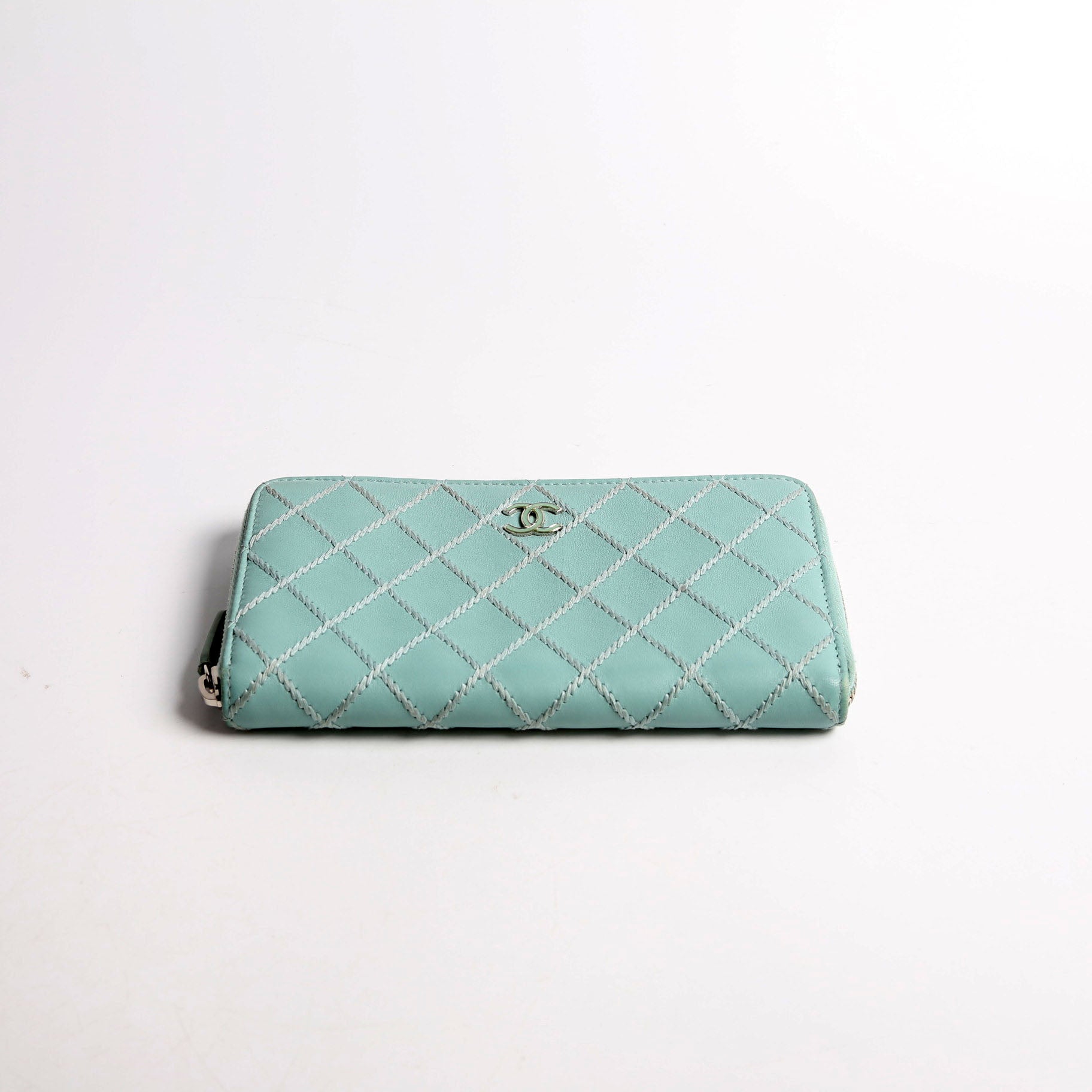 Chanel CC Wild Stitch Long Zip Around Wallet 29M Teal
