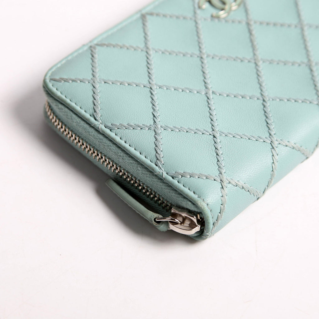 Chanel CC Wild Stitch Long Zip Around Wallet 29M Teal