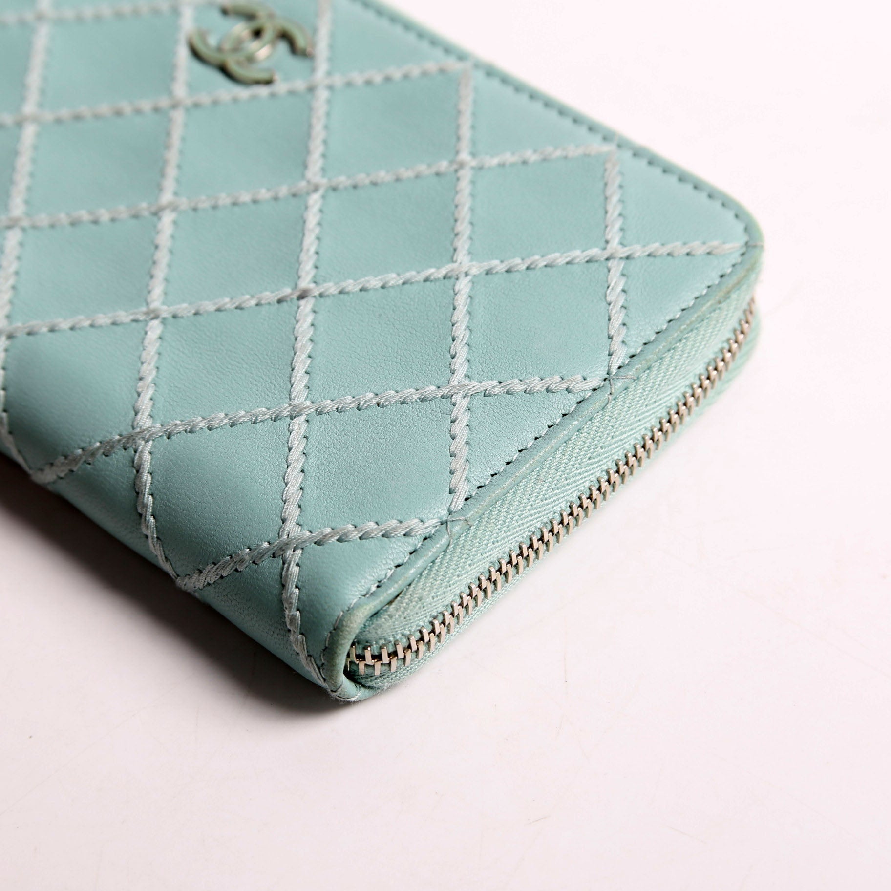 Chanel CC Wild Stitch Long Zip Around Wallet 29M Teal
