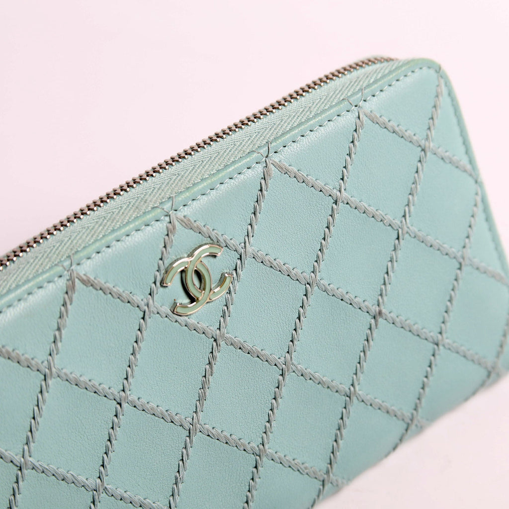 Chanel CC Wild Stitch Long Zip Around Wallet 29M Teal