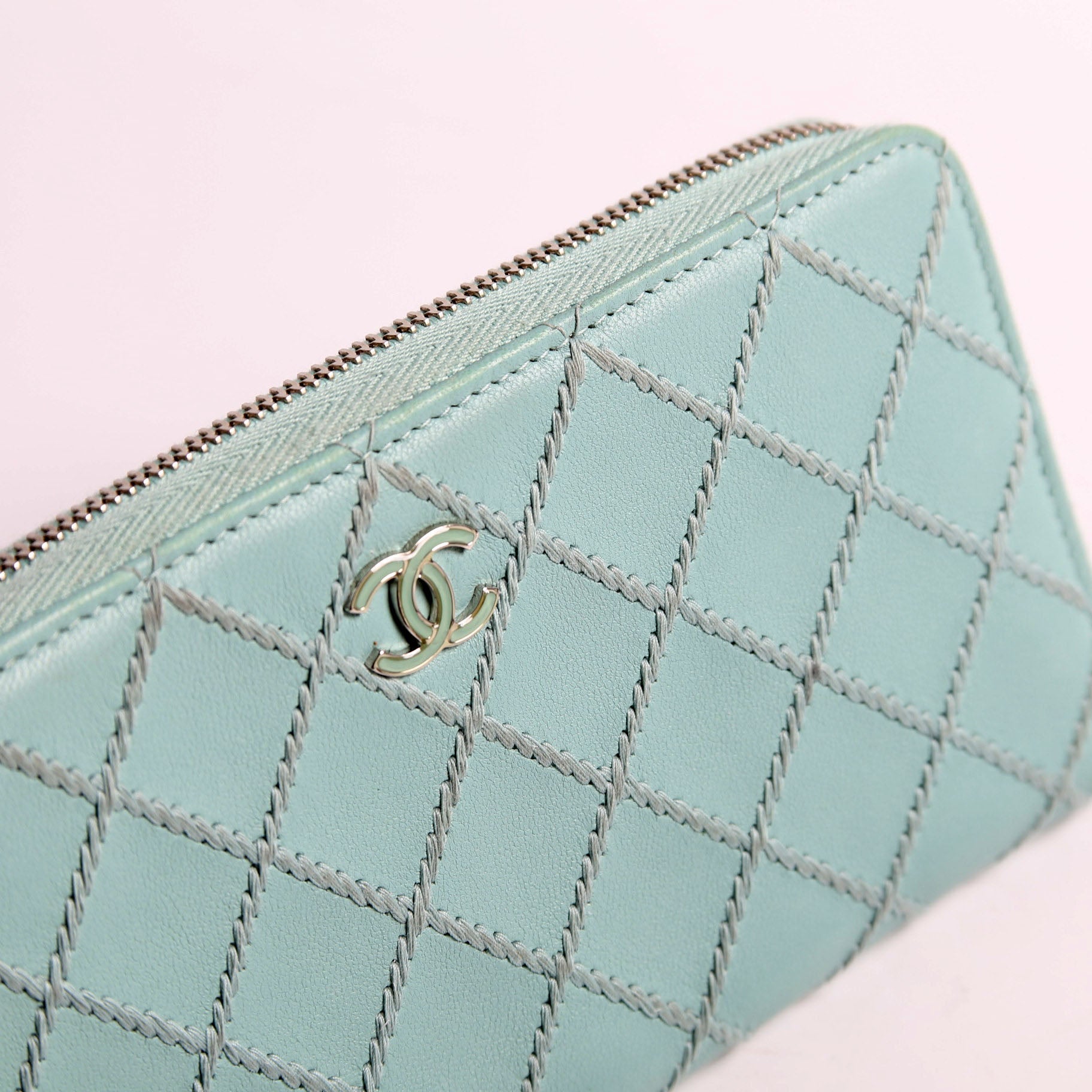 Chanel CC Wild Stitch Long Zip Around Wallet 29M Teal