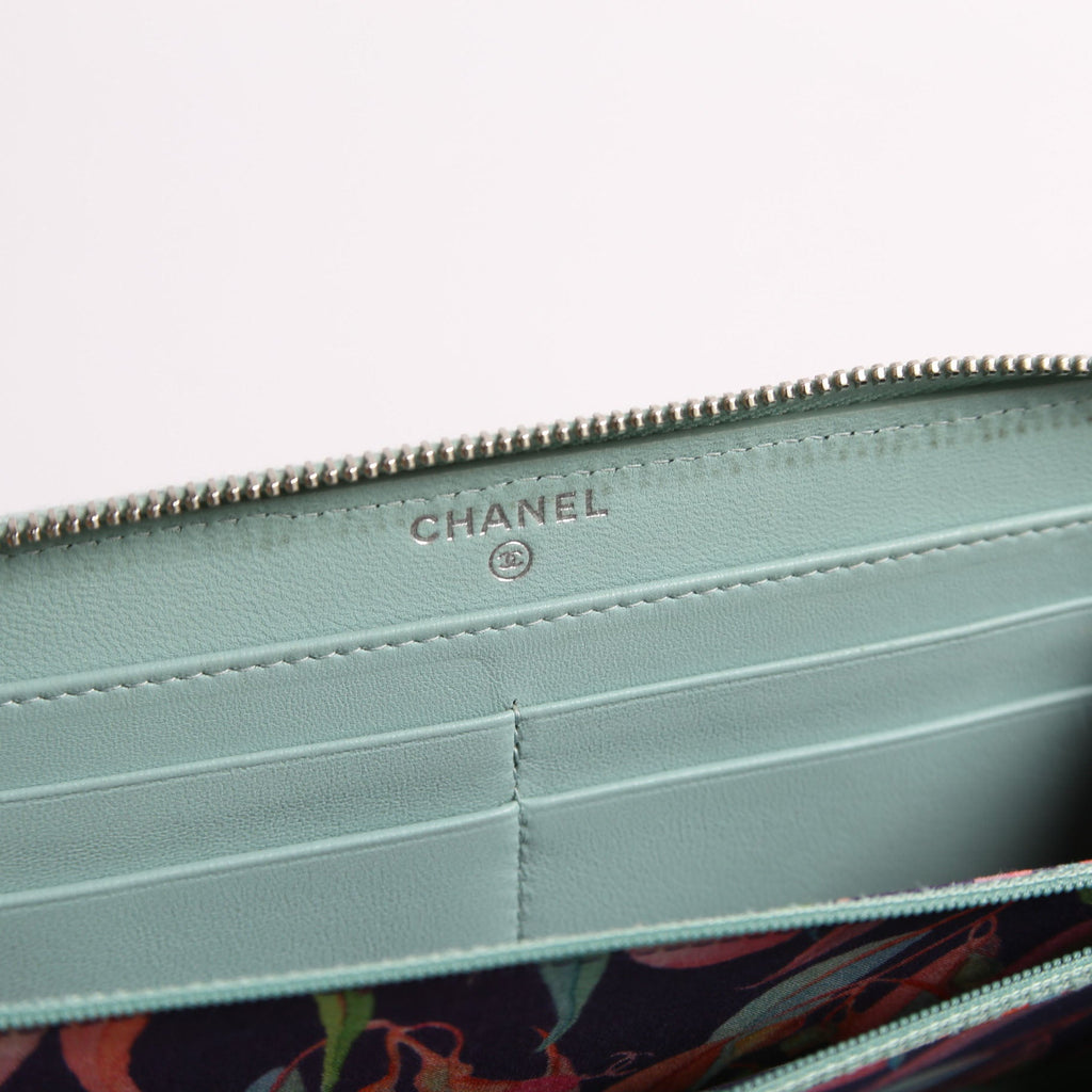 Chanel CC Wild Stitch Long Zip Around Wallet 29M Teal