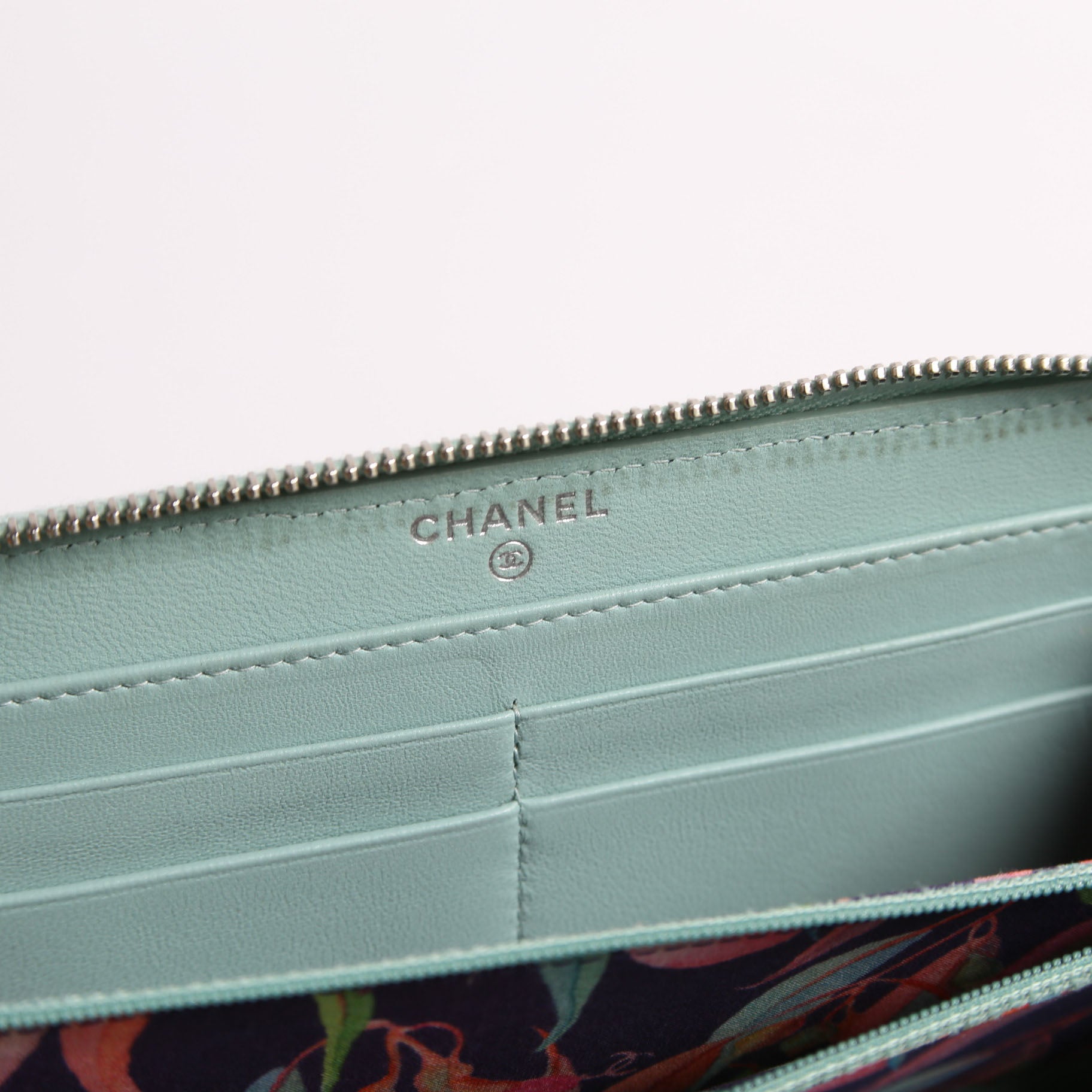 Chanel CC Wild Stitch Long Zip Around Wallet 29M Teal