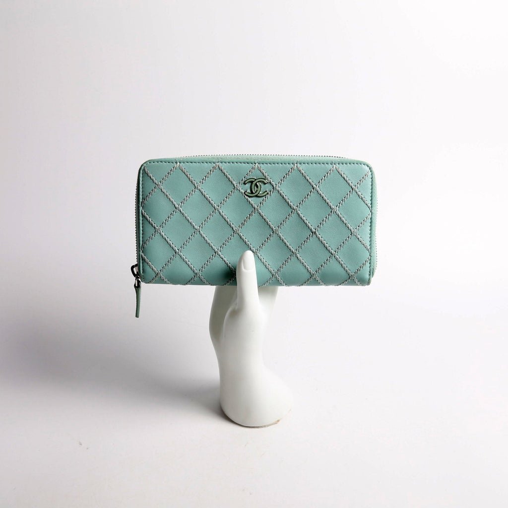 Chanel CC Wild Stitch Long Zip Around Wallet 29M Teal