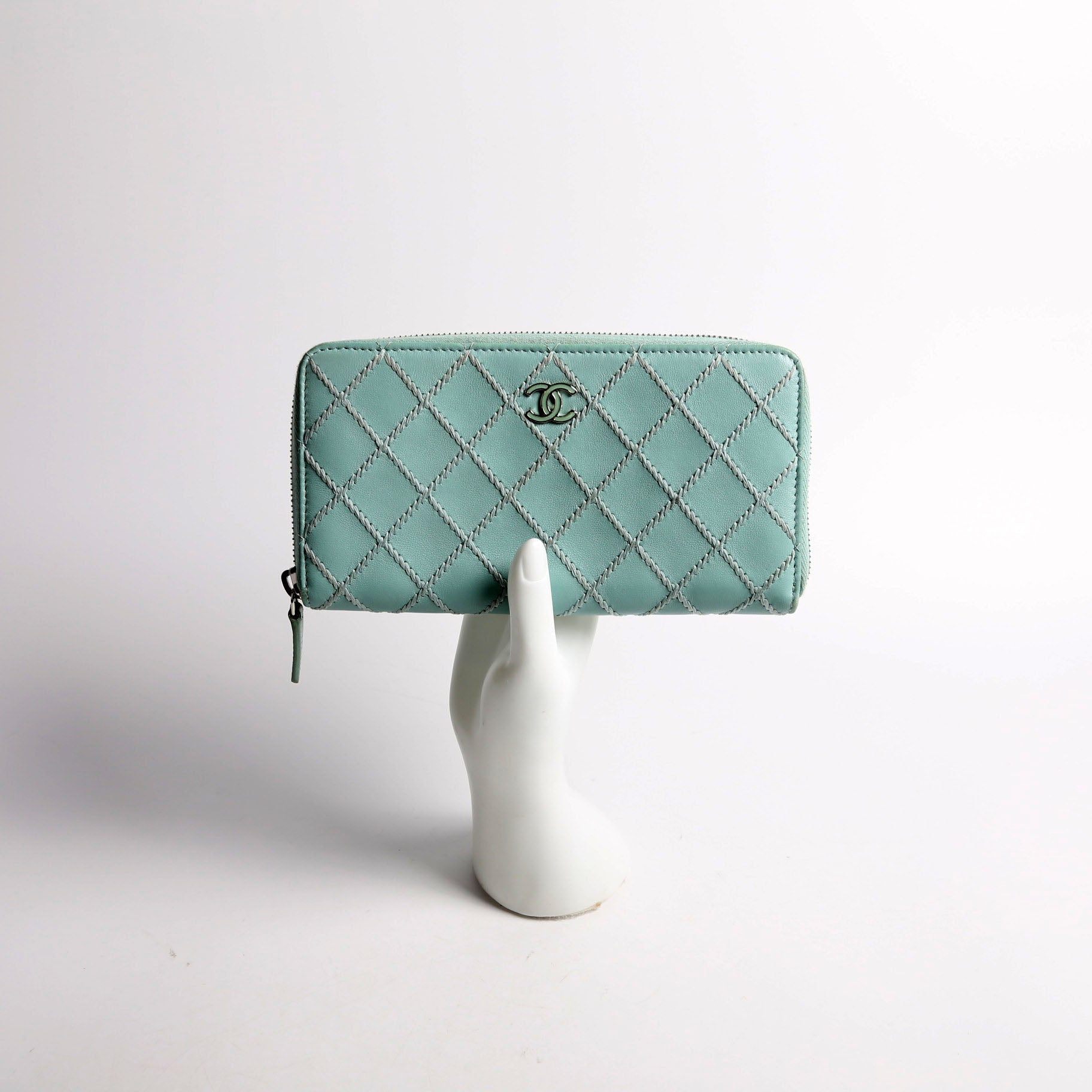 Chanel CC Wild Stitch Long Zip Around Wallet 29M Teal