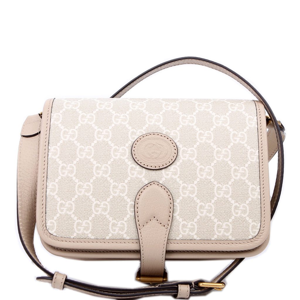 Gucci 671620 GG Supreme Interlocking G Mini Crossbody Beige
