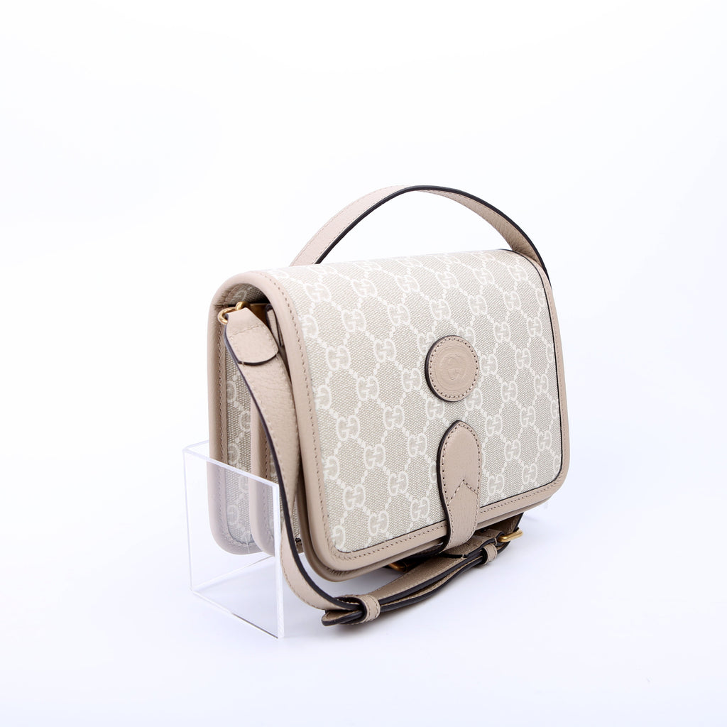 Gucci 671620 GG Supreme Interlocking G Mini Crossbody Beige