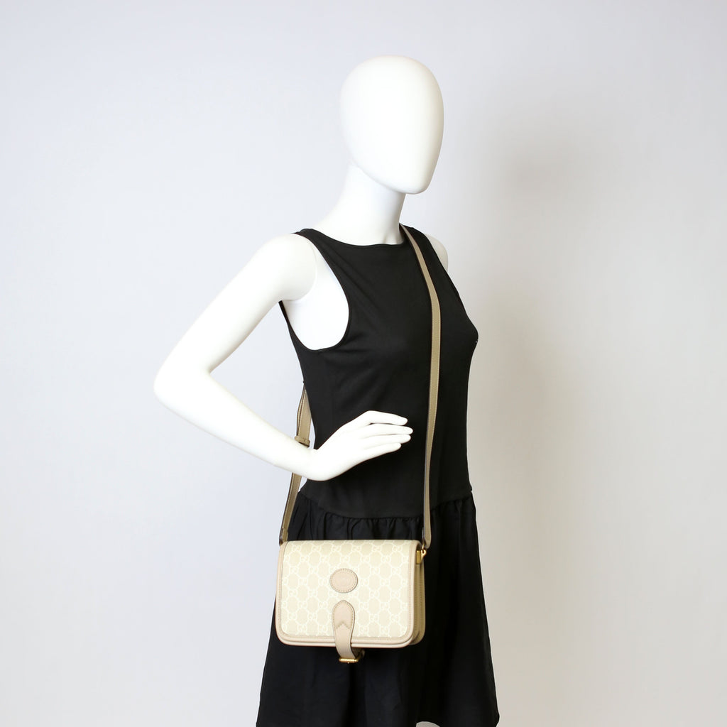Gucci 671620 GG Supreme Interlocking G Mini Crossbody Beige