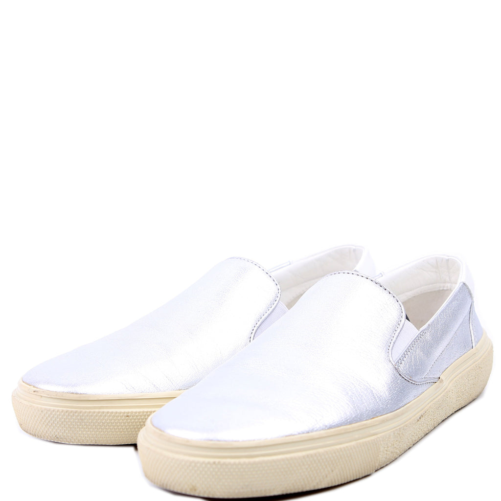 Saint Laurent Slip On Sneakers Size 39 Silver