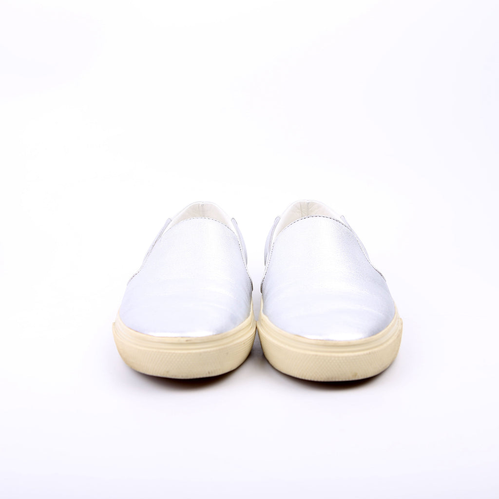 Saint Laurent Slip On Sneakers Size 39 Silver