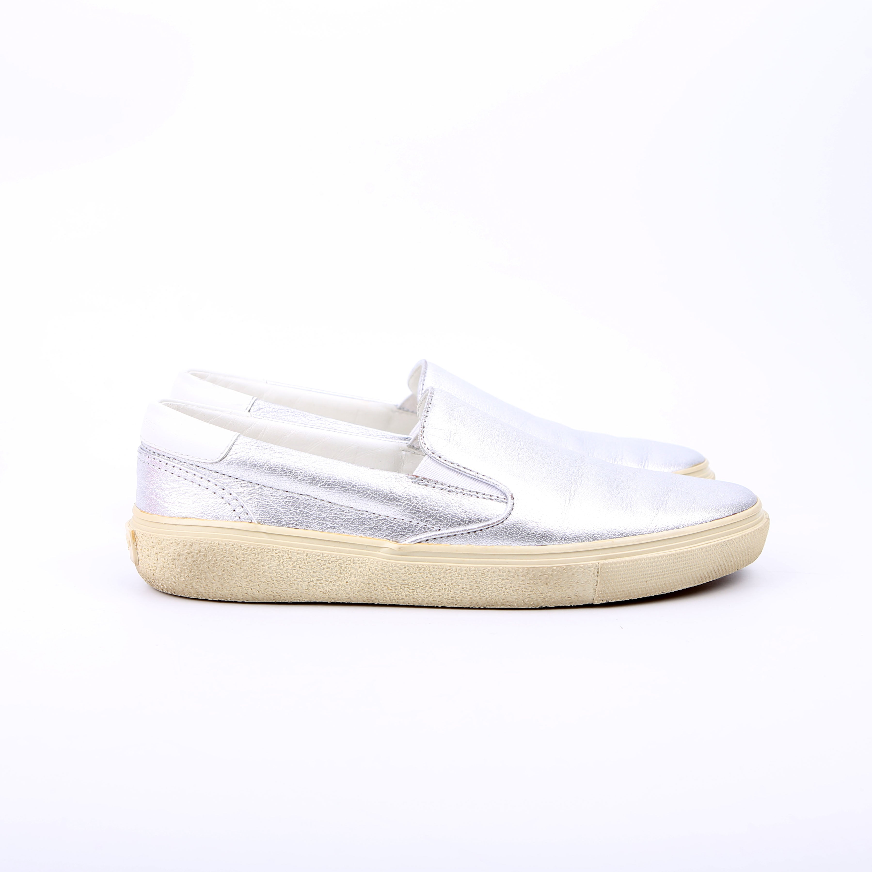 Saint Laurent Slip On Sneakers Size 39 Silver