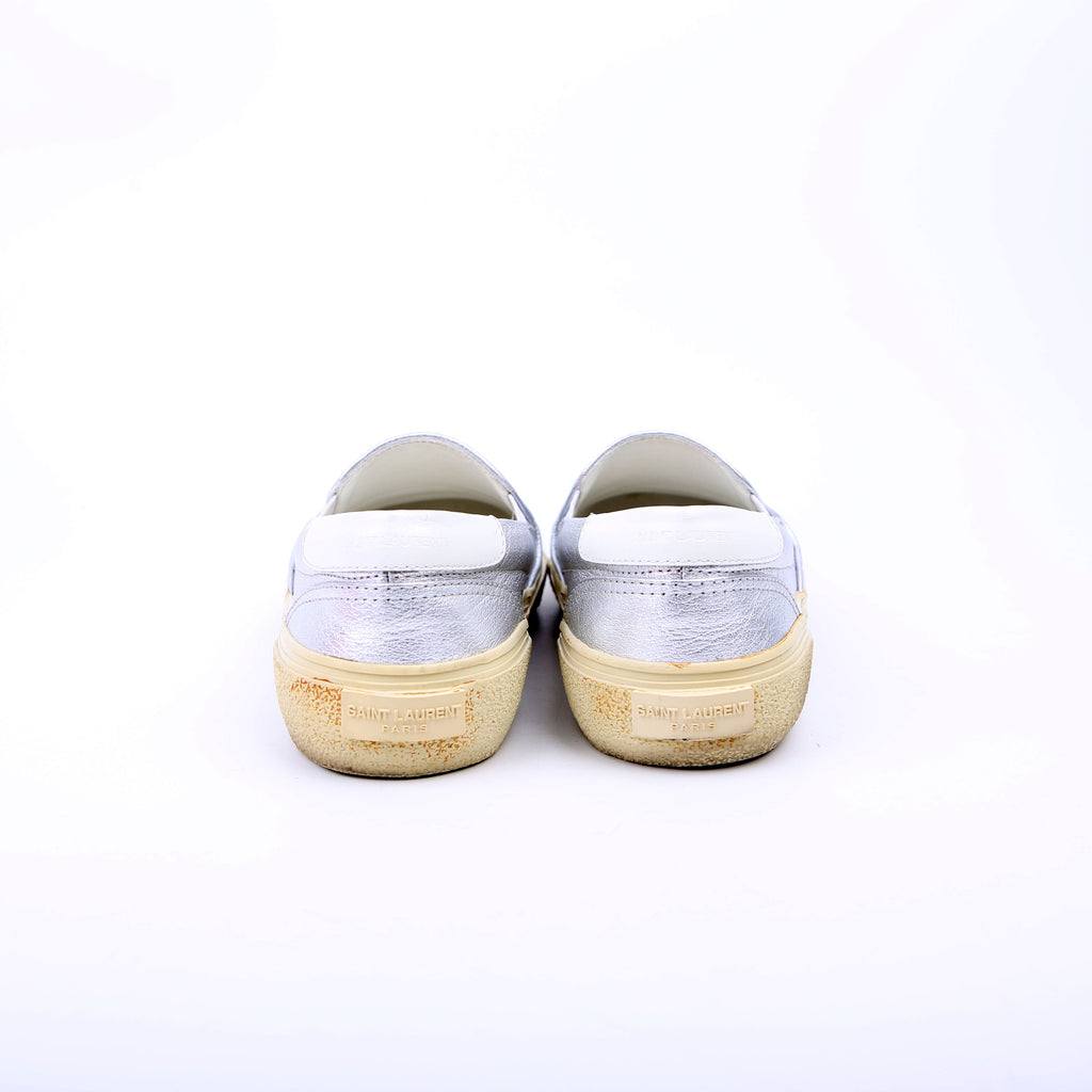 Saint Laurent Slip On Sneakers Size 39 Silver