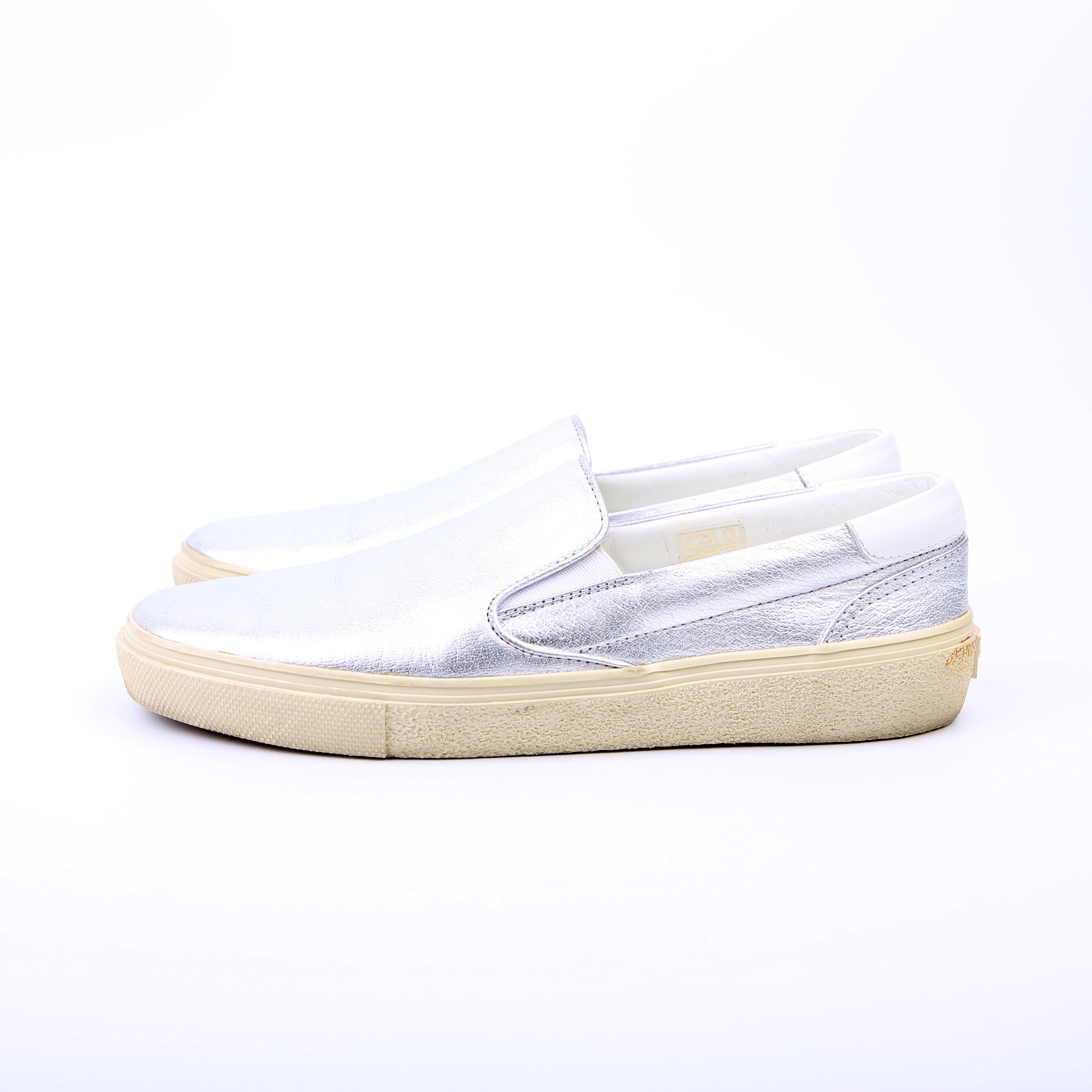Saint Laurent Slip On Sneakers Size 39 Silver