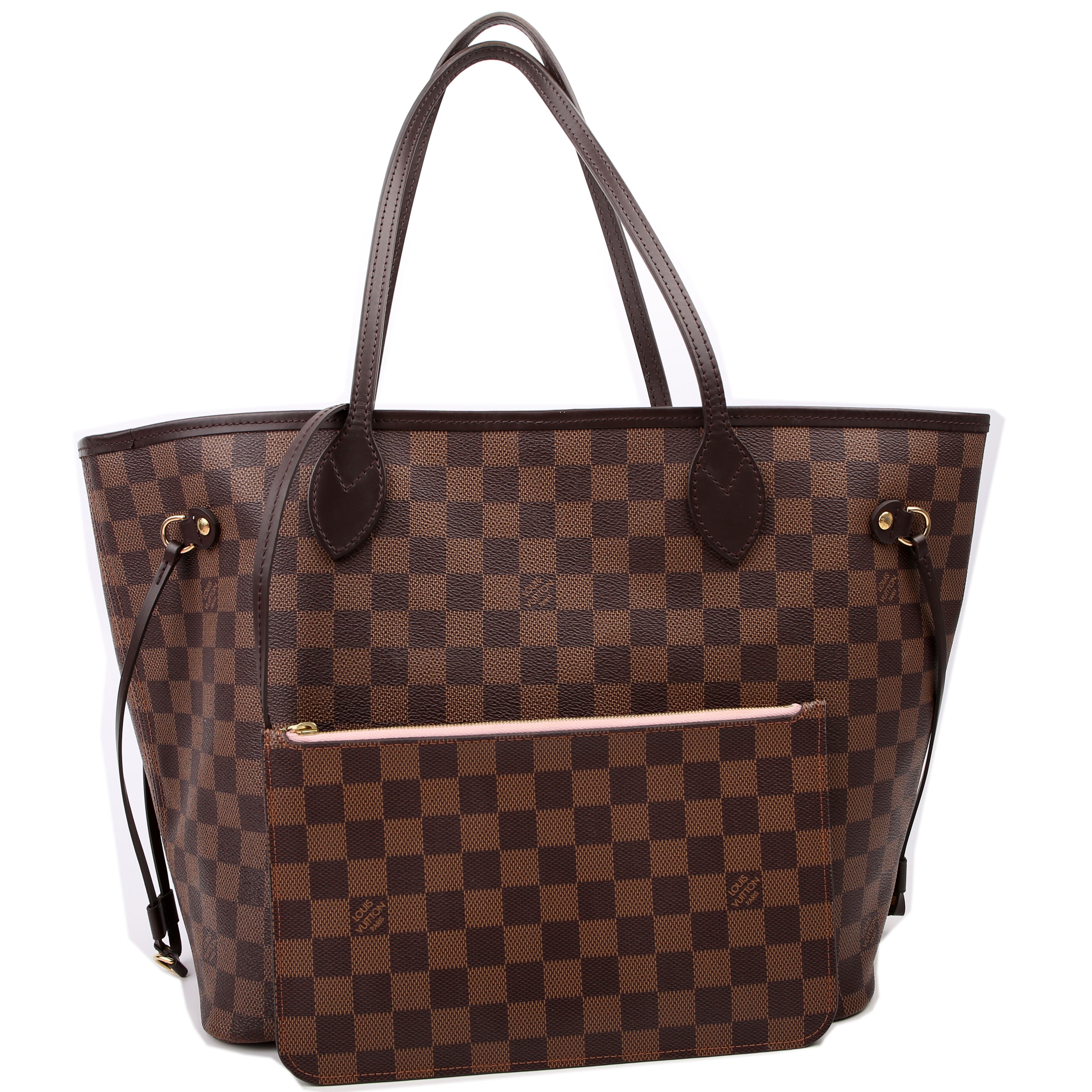 Louis Vuitton Neverfull With Wallet MM Damier Ebene Pink