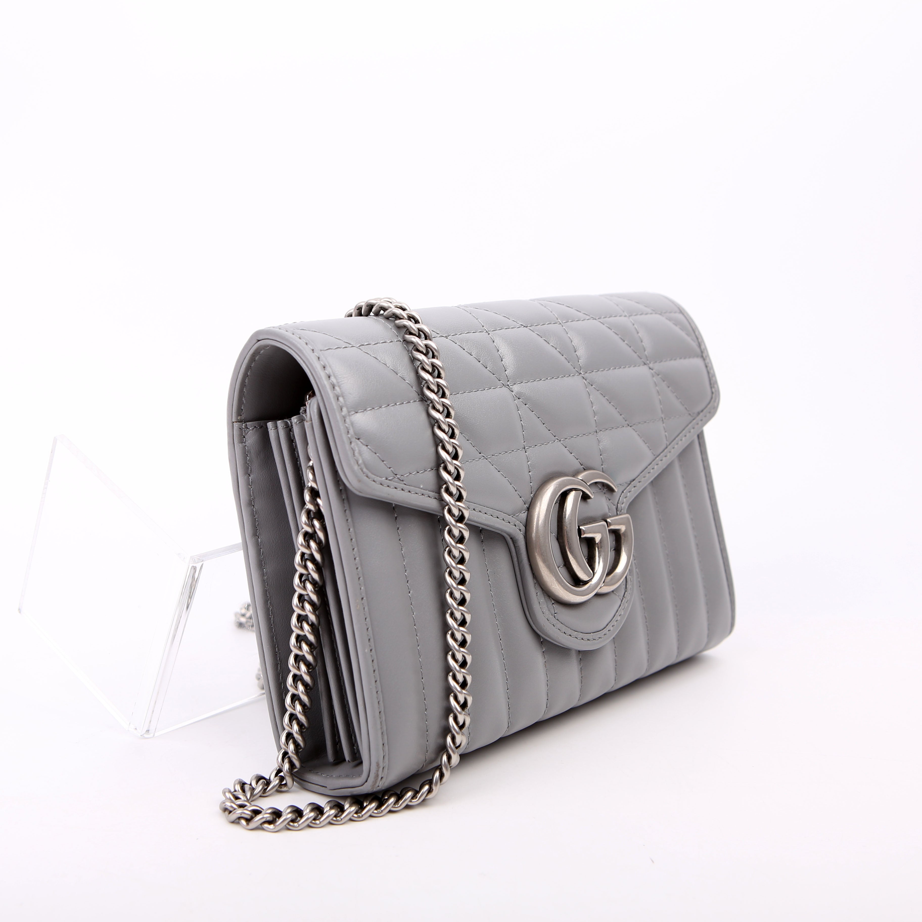 Gucci 474575 Marmont Aria Chain Wallet Grey