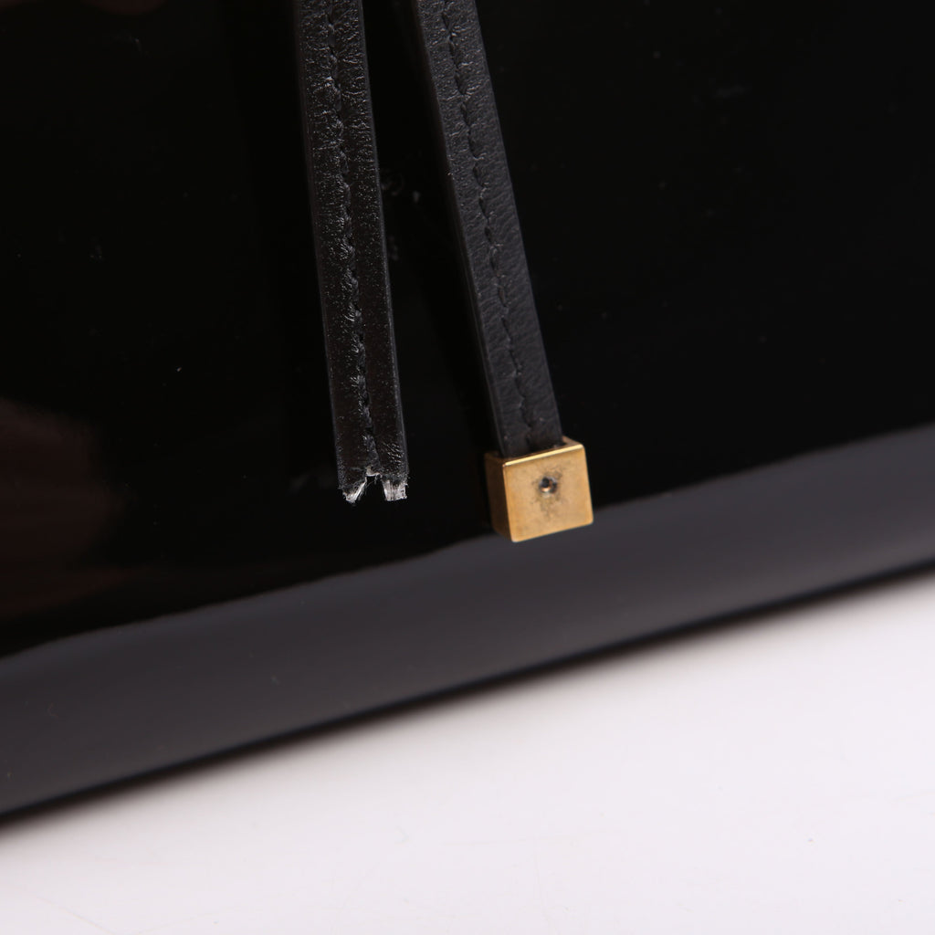 Saint Laurent Rendez-Vous Patent Calfskin Hobo Black