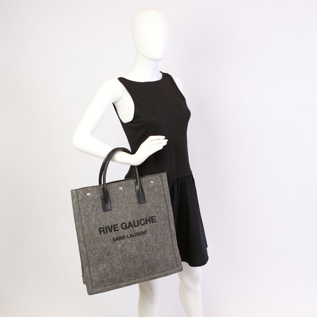 Saint Laurent Rive Gauche Vertical Felt Tote Bag Grey