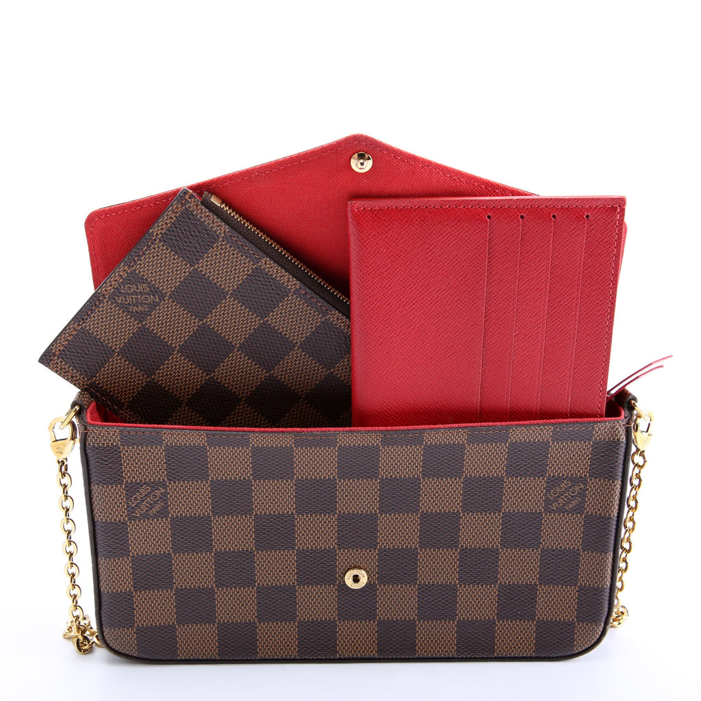 Louis Vuitton Pochette Felicie Damier Ebene Red