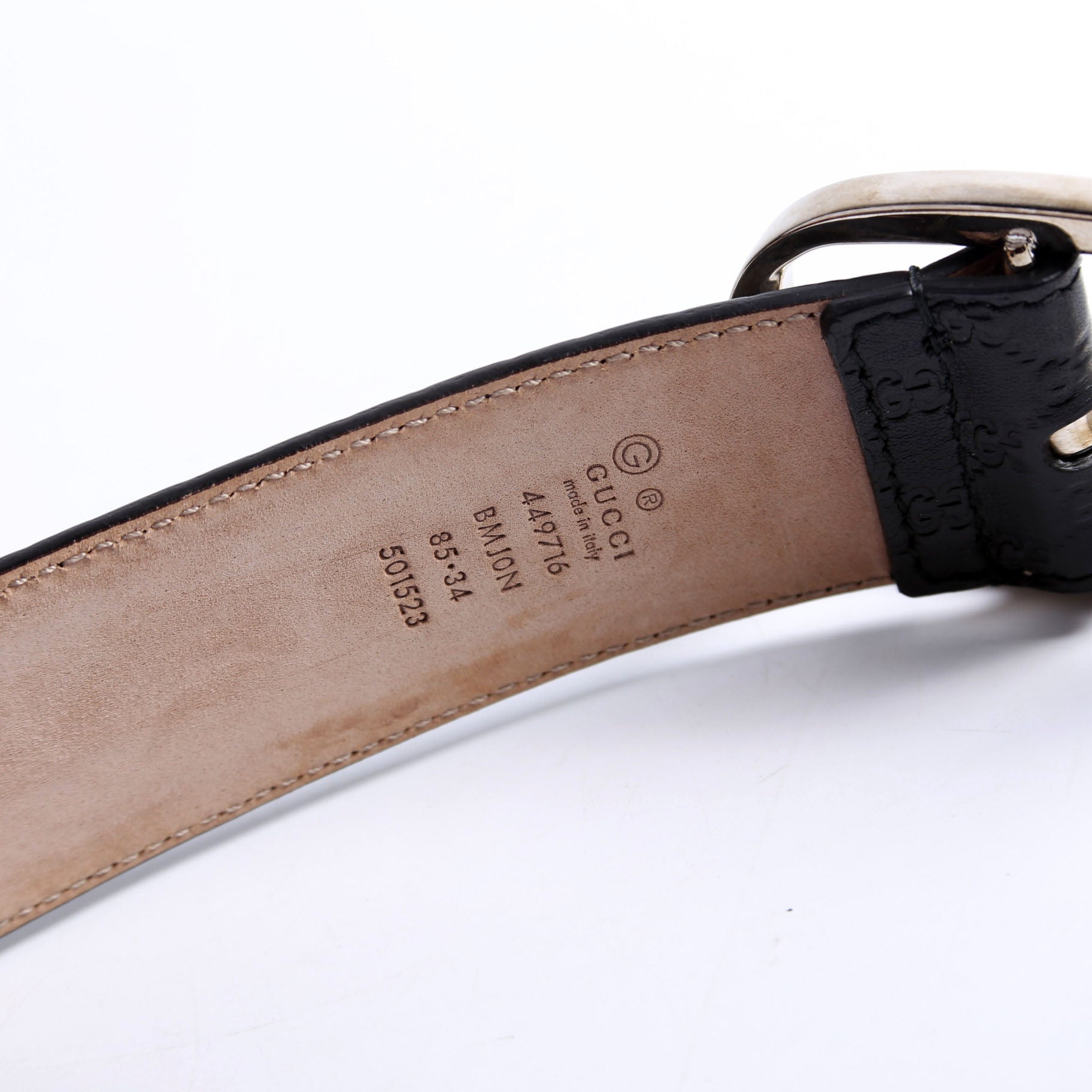 Gucci 449716 Microguccissima Belt Size 85/34 Black
