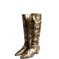 Chanel Foiled Leather Tall Boots Size 39 Gold