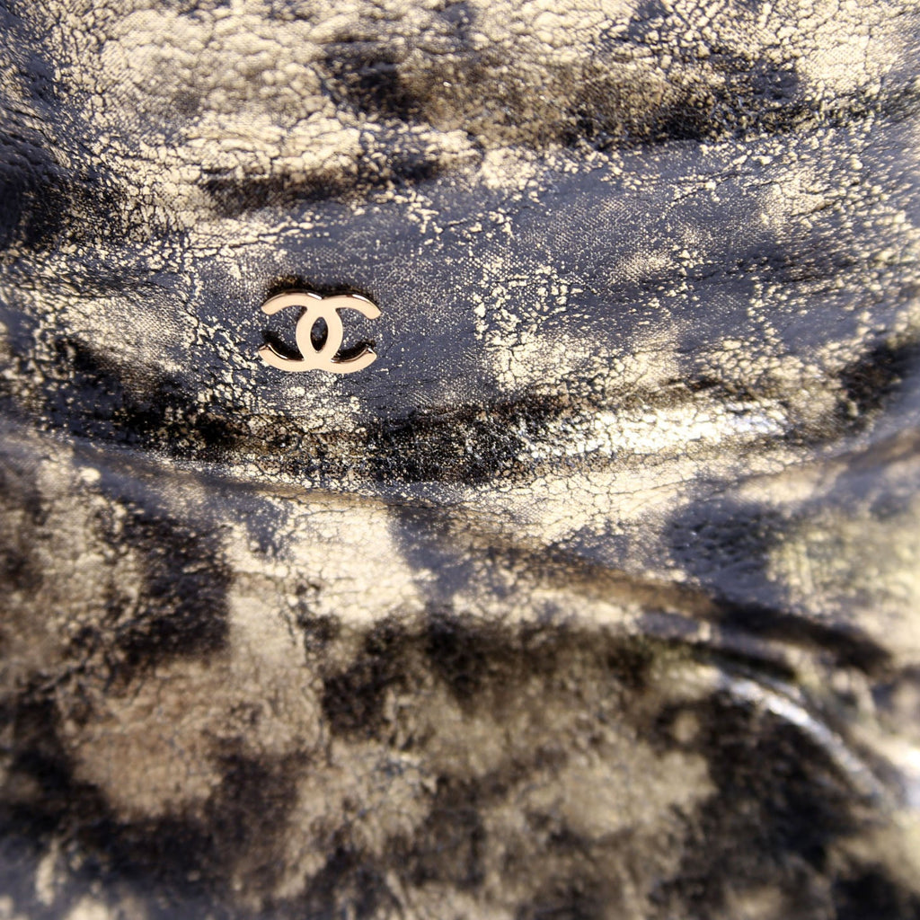 Chanel Foiled Leather Tall Boots Size 39 Gold