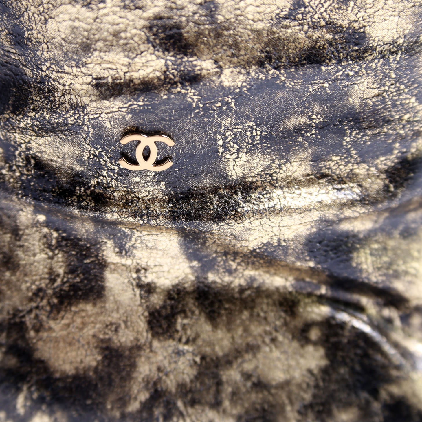 Chanel Foiled Leather Tall Boots Size 39 Gold