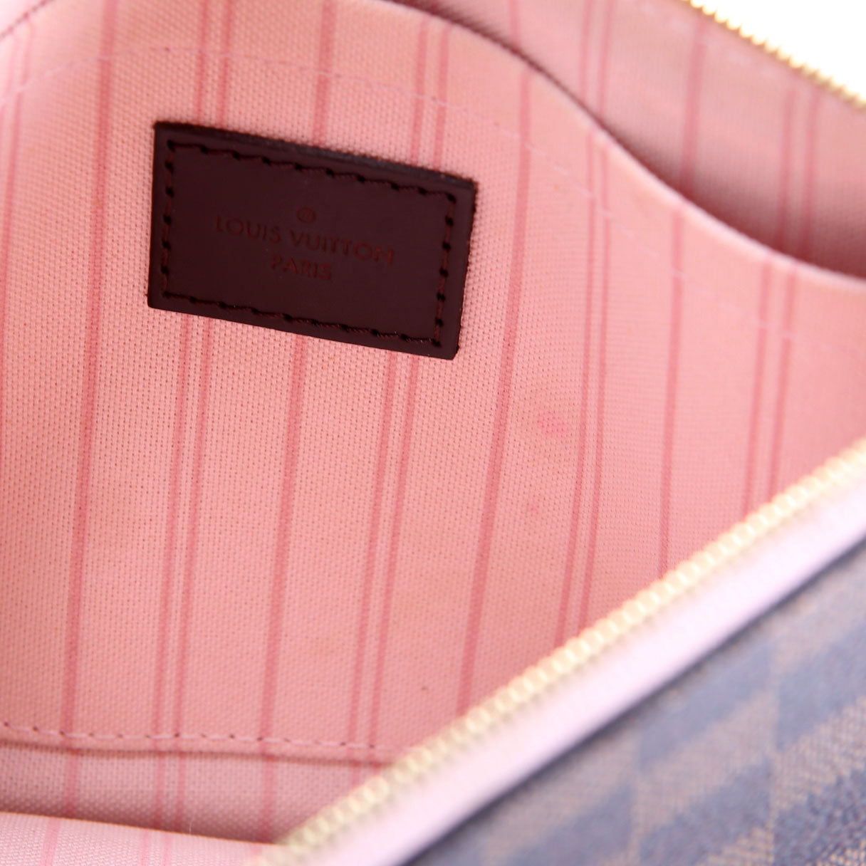 Louis Vuitton Pochette Only Damier Ebene Neverfull Pink