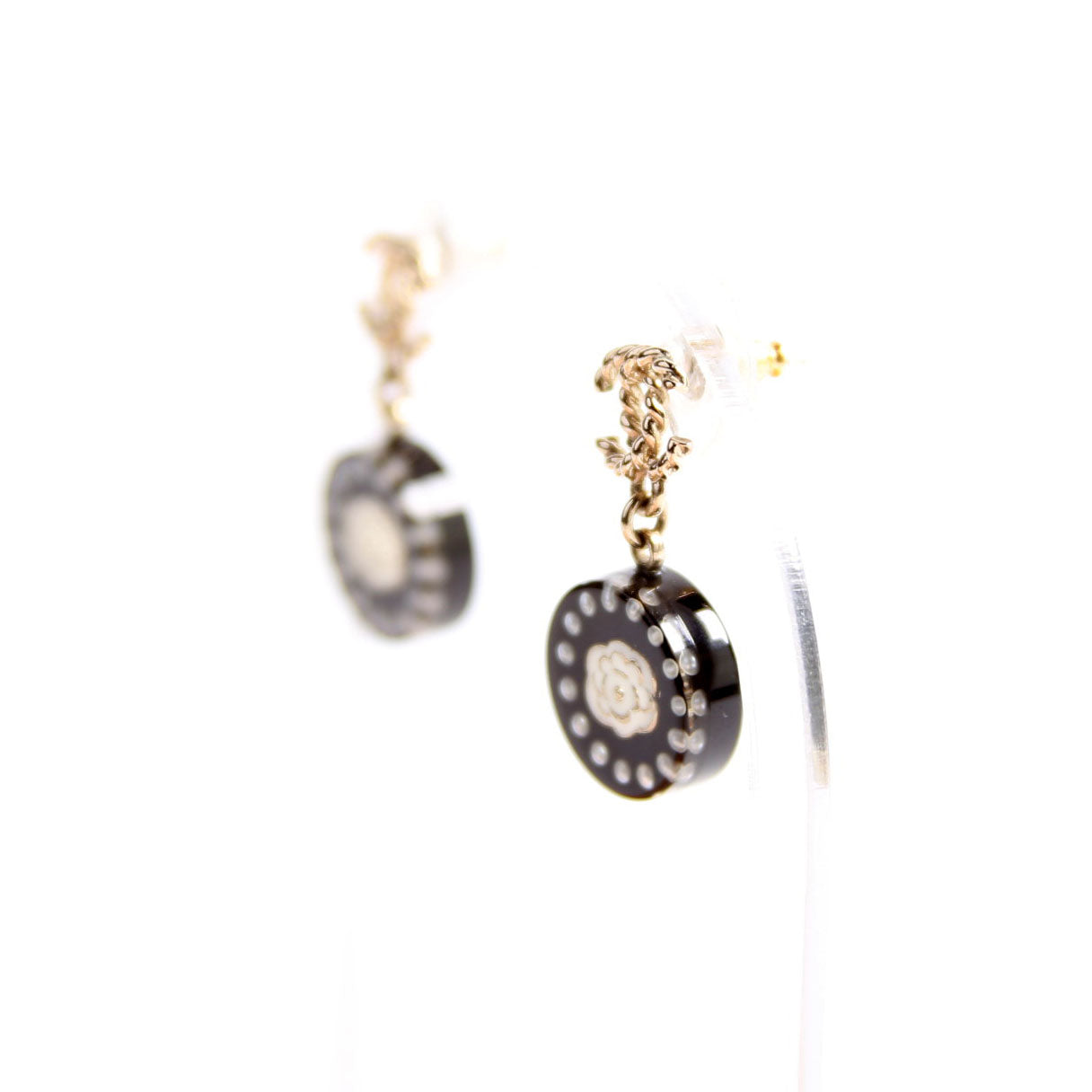 Chanel CC Round Camellia Flower Resin Drop
