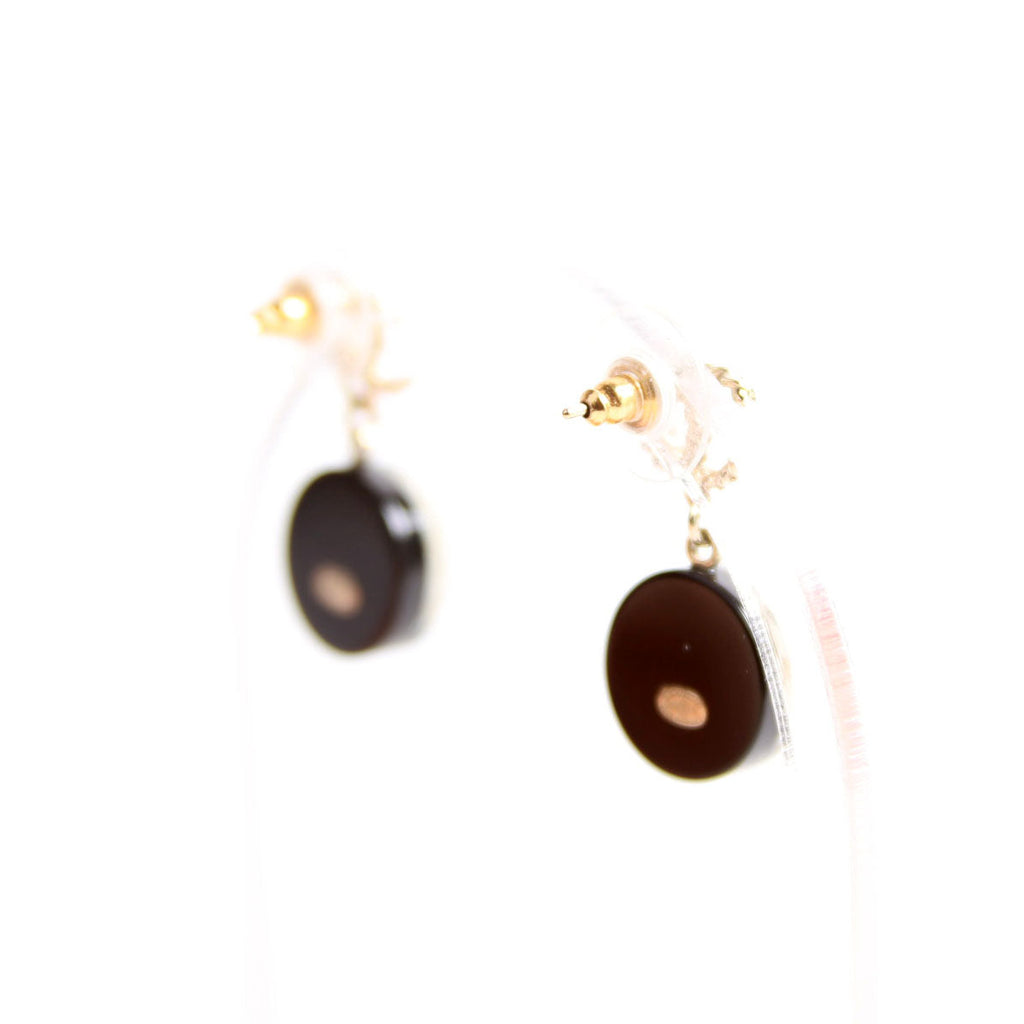 Chanel CC Round Camellia Flower Resin Drop