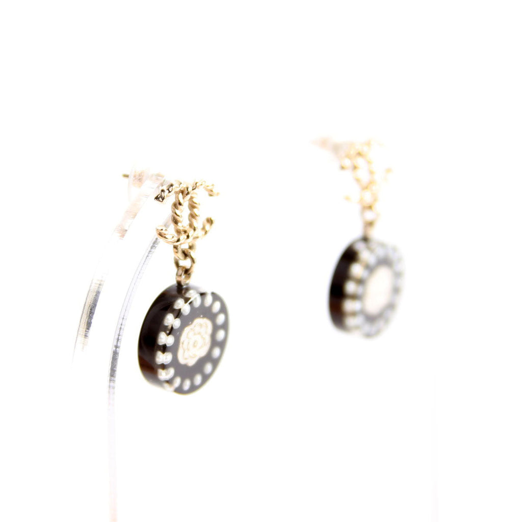 Chanel CC Round Camellia Flower Resin Drop