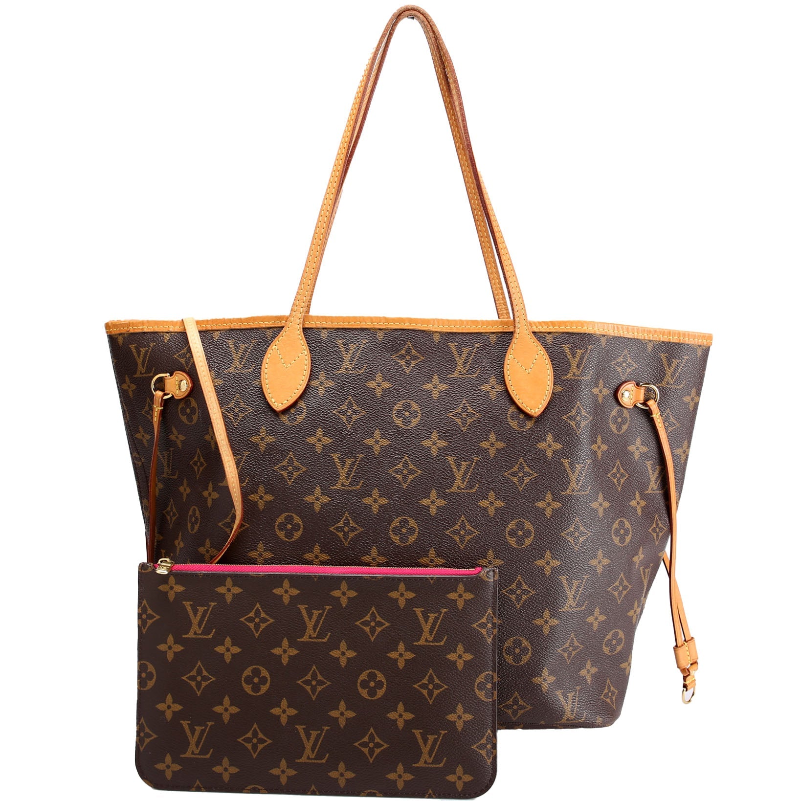 Louis Vuitton Neverfull With Wallet MM Monogram Pink