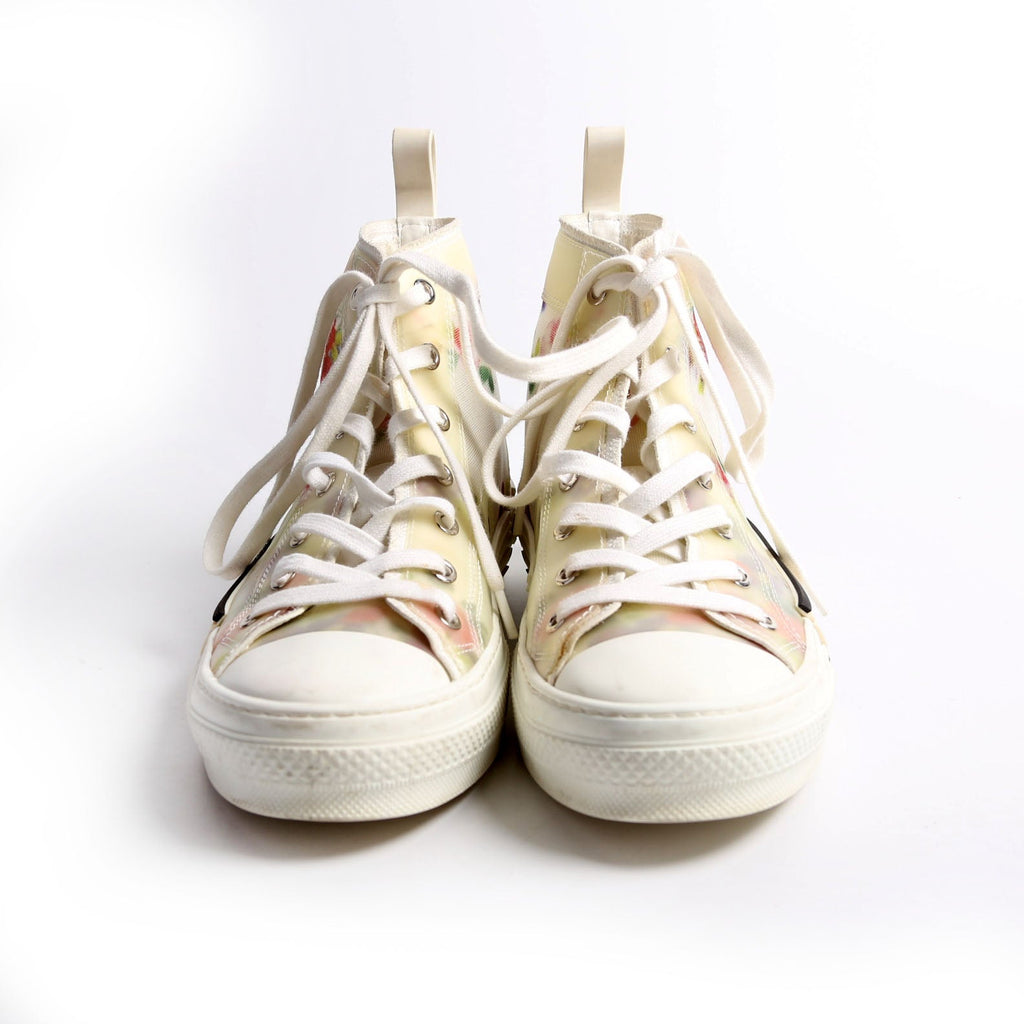 Christian Dior B23 Flowers Hightop Sneakers Size 38 White/Floral
