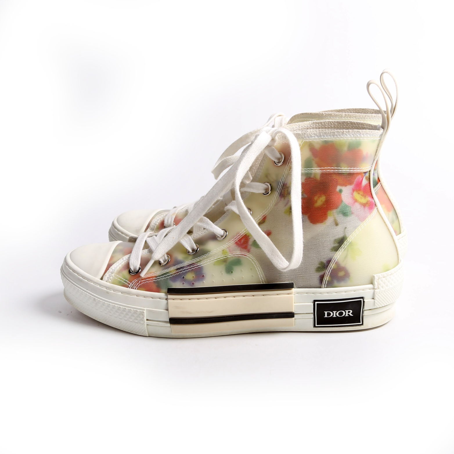 Christian Dior B23 Flowers Hightop Sneakers Size 38 White/Floral